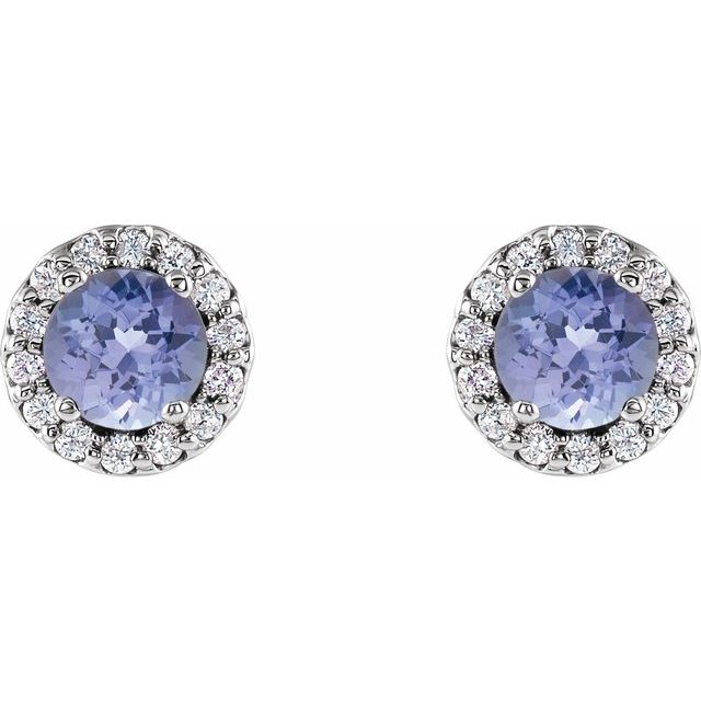 Round 4-Prong Halo-Style Earrings