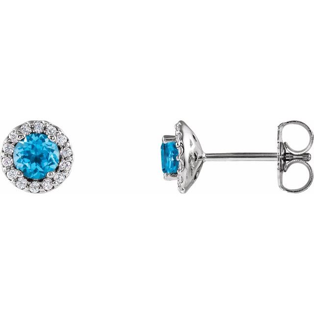 Round 4-Prong Halo-Style Earrings