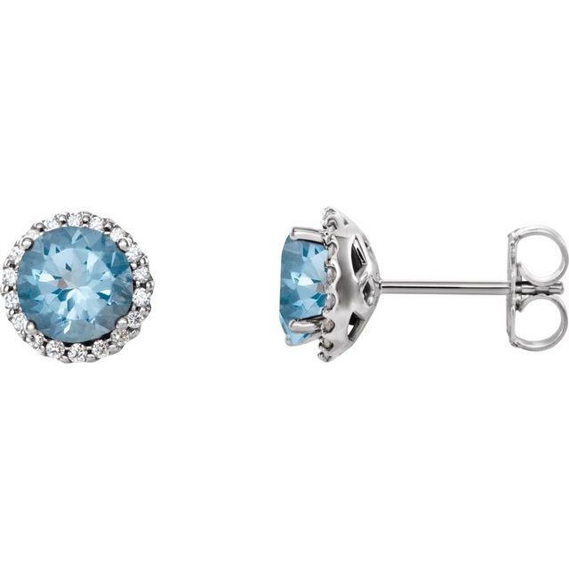 Round 4-Prong Halo-Style Earrings