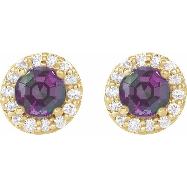 Round 4-Prong Halo-Style Earrings