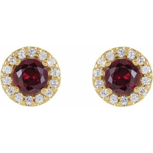 Round 4-Prong Halo-Style Earrings