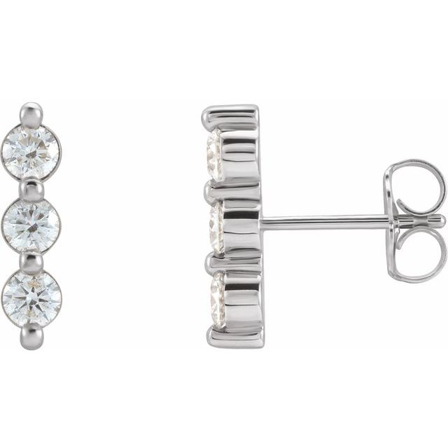 Three-Stone Bar Earrings