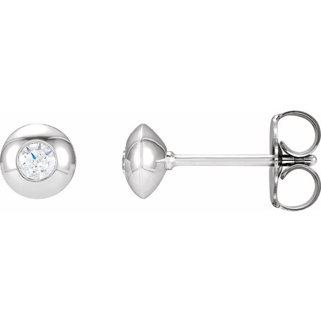 Round Bezel-Set Stud Earrings