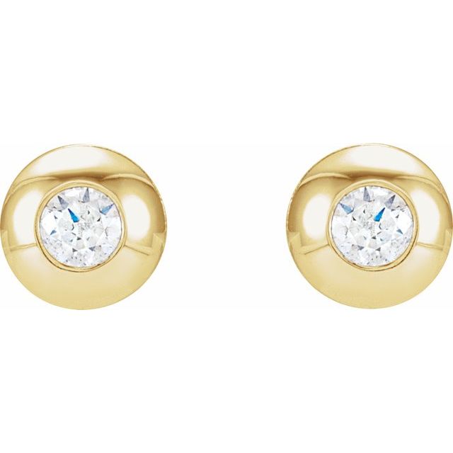 Round Bezel-Set Stud Earrings