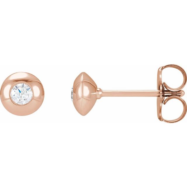 Round Bezel-Set Stud Earrings