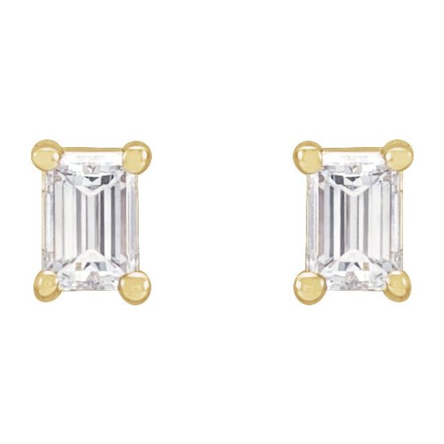 Straight Baguette 4-Prong Stud Earrings