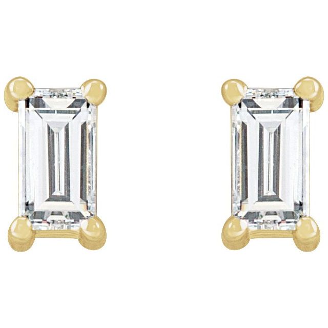 Straight Baguette 4-Prong Stud Earrings