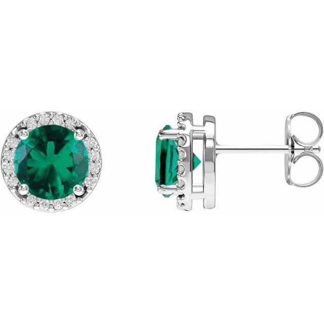 Round Halo-Style Low Stud Earrings