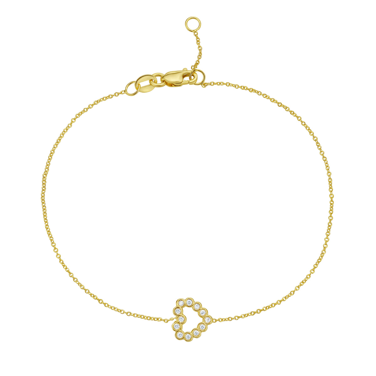 14K Petite Diamond Heart Bracelet