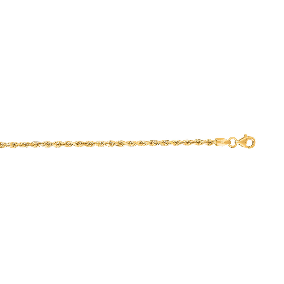 14K Gold 18"" 2.5mm Diamond Cut Royal Rope Chain